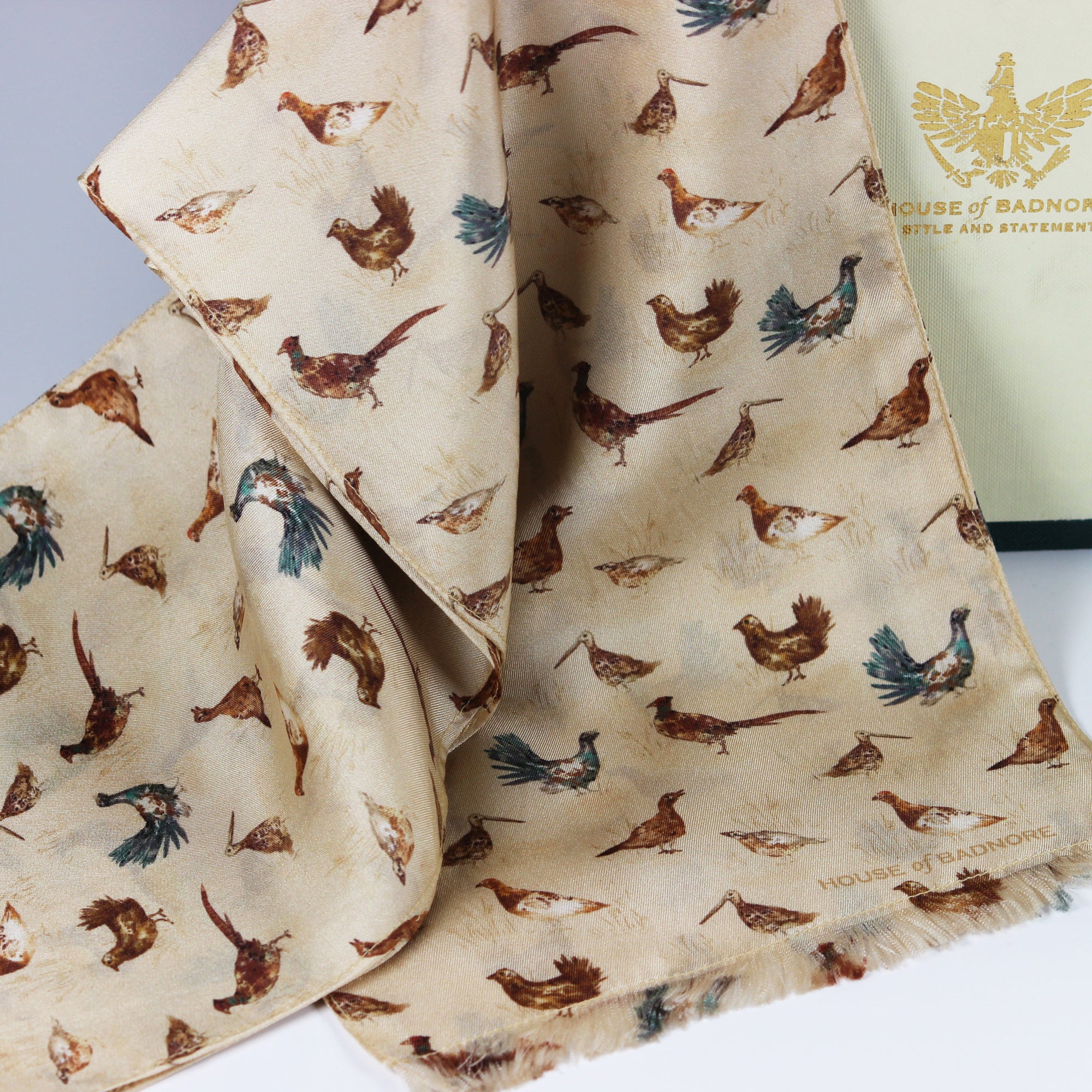 Pheasant Pocket Square & Ascot Scarf Set